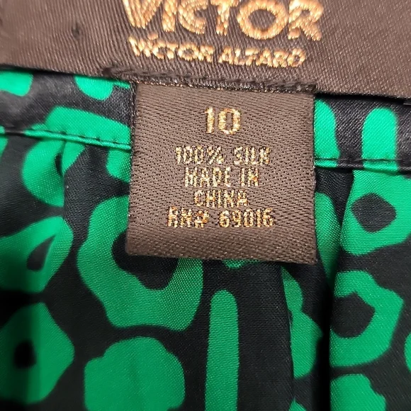 Victor Alfaro Emerald green 100% silk top size 10 wizard of oz - Picture 10 of 11